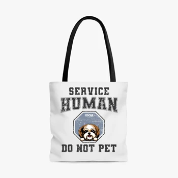 Personalized Service Human Do Not Pet Bag, Customized Sarcastic Dog Design Tole Bag, Funny Dog Design AOP Tote Bag