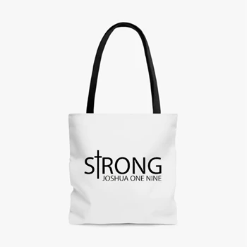 Strong Design Bag, Christian Tole Bag, Christian Handbag, Joshua 1:9 Bag, Christian Gift For Men Tole Bag,  Joshua One Nine AOP Tote Bag