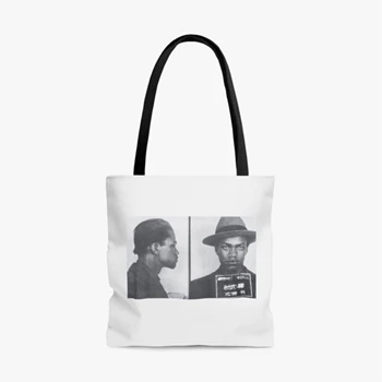 Malcolm X Mugshot Bag, Martin Luther King Black Activist Vintage Custom Print Tole Bag, Homage Handbag,  Style Men Woman AOP Tote Bag