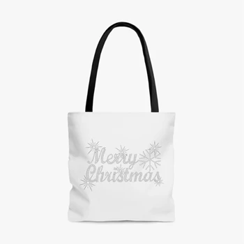MERRY CHRISTMAS Bag, crystal rhinestone design Tole Bag,  Ladies fitted XMAS clipart AOP Tote Bag