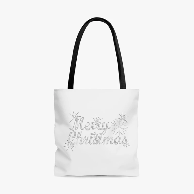 MERRY CHRISTMAS, crystal rhinestone design, Ladies fitted XMAS clipart- - AOP Tote Bag