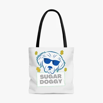 dog clipart Bag, Sugar Doggy design Tole Bag,  Sweet Dog Graphic AOP Tote Bag