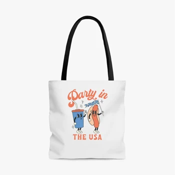 Retro Party in the USA Bag, 4th of July Tole Bag, Retro funny fourth Handbag, Womens 4th of July Bag, America Patriotic Tole Bag,  Independence Day AOP Tote Bag
