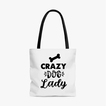 Crazy Dog Lady Design Ladies Black AOP Tote Bag