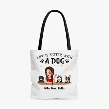 Personalized Life is better with a dog design Bag,  Customized Dogs Design AOP Tote Bag