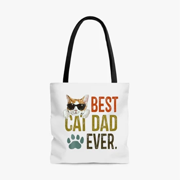 Best Cat Dad Ever Bag,  Funny Retro Cat Lover Fathers Day. Restro cat father day graphic AOP Tote Bag