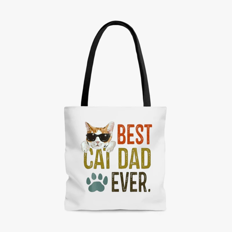 Best Cat Dad Ever, Funny Retro Cat Lover Fathers Day. Restro cat father day graphic- - AOP Tote Bag