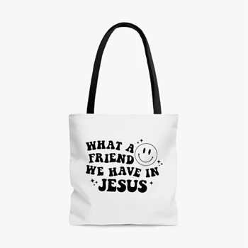 What a friend we have in Jesus Bag, Worship song Tole Bag, Motivational Handbag, Inspirational Bag,  Christian Faith AOP Tote Bag