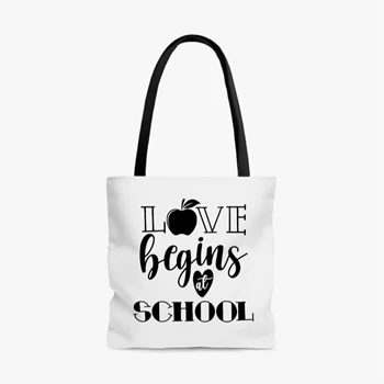 Love Begins At School Bag, School Begin Tole Bag, Back To School Handbag, Teacher Mode On Bag, First Day Of School Tole Bag, Gift For Teacher Handbag, Hello School AOP Tote Bag