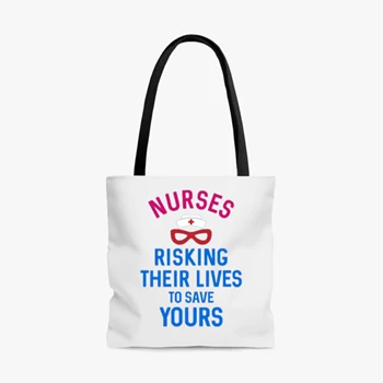 Instant Message Bag, Risking Their Lives Nurses Clipart Tole Bag,  Nursing Design AOP Tote Bag