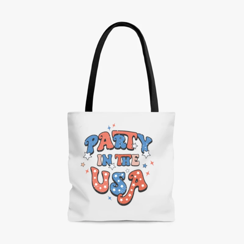 Retro Party in the USA, Party In The USA, 4th of July, Independence Day, USA Patriotic Tee, 4th of July Party- - AOP Tote Bag