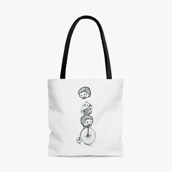 Womens Gift Bag, Hedgehog Tole Bag, Womens Handbag, Graphic Tee Bag, Bicycle Tole Bag, Funny Animal Handbag,  Animal  AOP Tote Bag