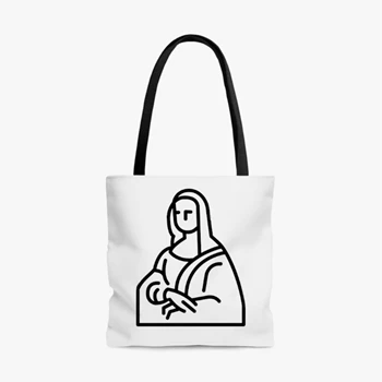 Mona Lisa Street Art Graffiti Bag, Mona Lisa Clipart Tole Bag, Mona Lisa Graphic AOP Tote Bag