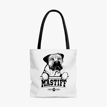 Mastiff Design Bag, Love Dogs Tole Bag, Cute Puppy Handbag,  Dog Pet AOP Tote Bag