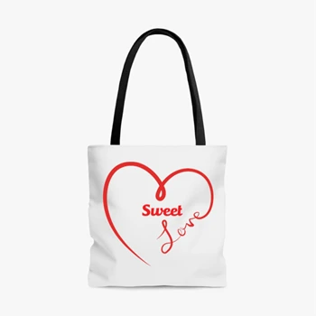 Sweet love Bag, sweet heart Tole Bag, heart clipart Handbag,  valentine design AOP Tote Bag