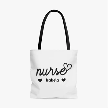 Personalized Nurse Bag, Custom Nurse Tole Bag, Nurse Handbag, Nursing School Bag, Nurse Gift Tole Bag, Cute Nurse Handbag,  Nurse Heart AOP Tote Bag