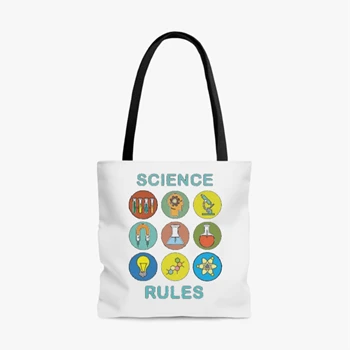 SCIENCE RULES Clipart Bag, Science Symbols Design Tole Bag, Eco Handbag, Friendly Graphic AOP Tote Bag