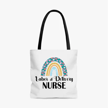Labor and Delivery Nurse Clipart Bag, L&D Nurse Design Tole Bag, Delivery Nurse Lifeline Graphic Handbag, Nurses Superhero Gift Bag,  Heartbeat Delivery Nurse AOP Tote Bag