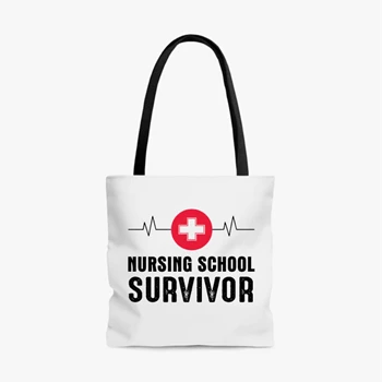 Nursing School Survivor Clipart Bag, Medical Nurse Graduation Student AOP Tote Bag