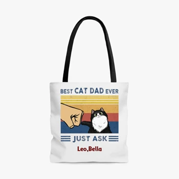 Customized Best Cat Dad Ever Design Bag, Funny Pet Design Personalization AOP Tote Bag