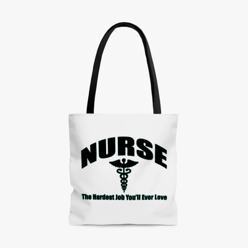 Nurse Clipart,Nursing The Hardest Job You Will Ever Love, RN LPN CNA Hospital Graphic- - AOP Tote Bag