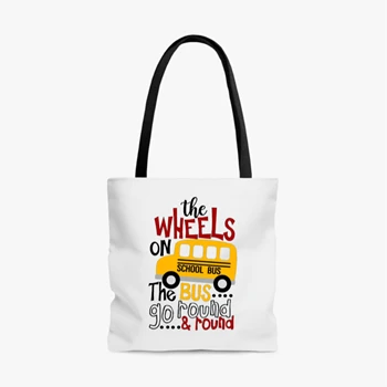 The WHEELS On The BUS Bag, go back to school Tole Bag, School bus Handbag, school kids Bag, Cute kids Tole Bag, School Handbag, First day of school AOP Tote Bag