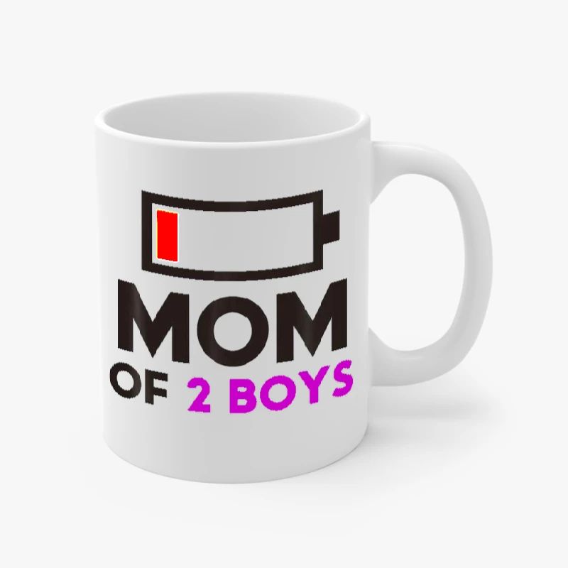 Mom of 2 Boys, Gift from Son Mothers Day, Birthday Women Design- - Ceramic Coffee Cup, 11oz