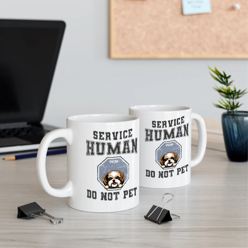 Personalized Service Human Do Not Pet, Customized Sarcastic Dog Design,Funny Dog Design- - Ceramic Coffee Cup, 11oz