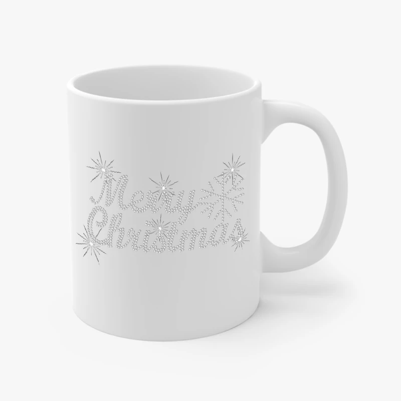 MERRY CHRISTMAS, crystal rhinestone design, Ladies fitted XMAS clipart- - Ceramic Coffee Cup, 11oz