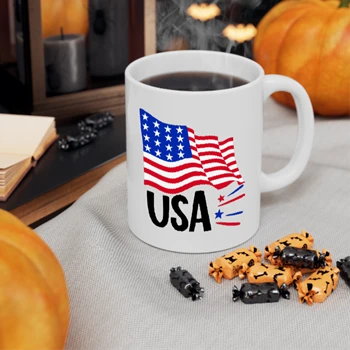 USA Flag Memorial Day Coffee Cup, Freedom USA Ceramic Cup, Independence Day Cup, 4th Of July Coffee Cup, American Flag Ceramic Cup, Red Blue White Cup, USA Coffee Cup,  America Ceramic Coffee Cup, 11oz