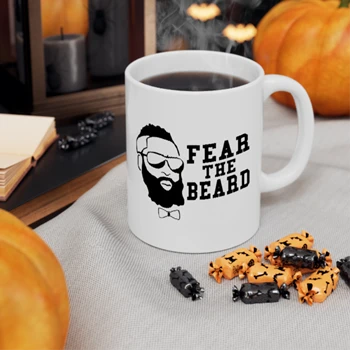 Fear The Beard Basketball Ceramic Coffee Cup, 11oz