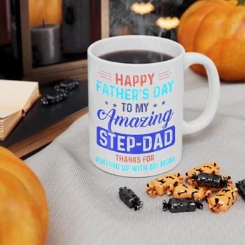 Happy Father's Day Step Dad Coffee Cup, Step Father Design Ceramic Cup,  Father day gift Ceramic Coffee Cup, 11oz