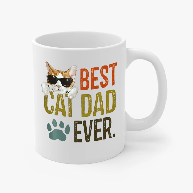 Best Cat Dad Ever, Funny Retro Cat Lover Fathers Day. Restro cat father day graphic- - Ceramic Coffee Cup, 11oz