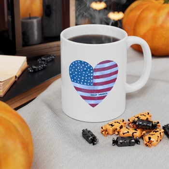 Great america flag Coffee Cup, Great america heart Ceramic Cup, america heart clipart Cup, usa flag Coffee Cup,  usa heart Ceramic Coffee Cup, 11oz