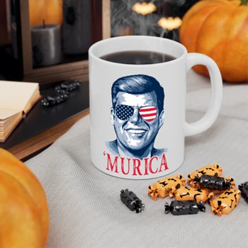 J Kennedy Coffee Cup, Presidents Murica Ceramic Cup, 4th of July Cup, Memorial Day Coffee Cup,  USA Pride Clipart Ceramic Coffee Cup, 11oz