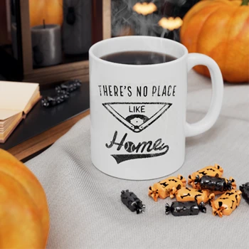 There is No Place Like Home Coffee Cup, Funny Baseball Diamond Graphic Ceramic Cup, Novelty Design Ceramic Coffee Cup, 11oz
