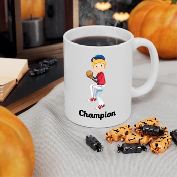 Baseball champion Coffee Cup, Champion Design Ceramic Cup, BaseBall Starter Ceramic Coffee Cup, 11oz