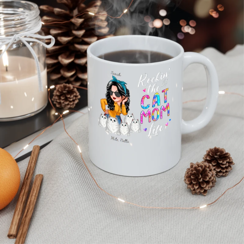 Customized Rocking The Cat Mom, Funny Personalized Design Cat Mom, Love Cat Design- - Ceramic Coffee Cup, 11oz