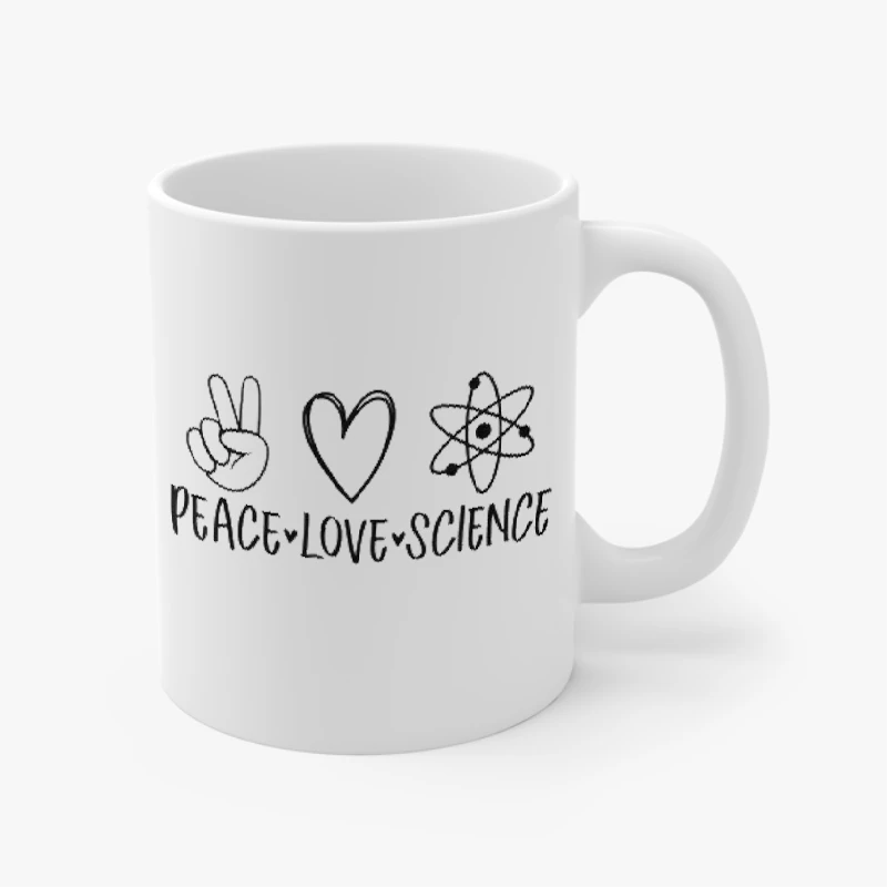 Peace love science design, teacher clipart, science clipart- - Ceramic Coffee Cup, 11oz