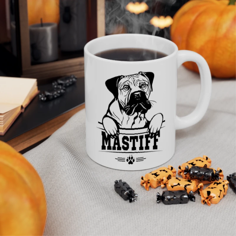 Mastiff Design,Love Dogs,Cute Puppy, Dog Pet- - Ceramic Coffee Cup, 11oz