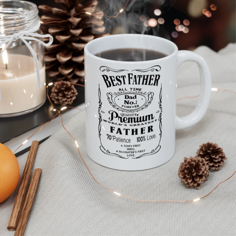 Best Father Design, Premium Dad My Greatest Father- - Ceramic Coffee Cup, 11oz