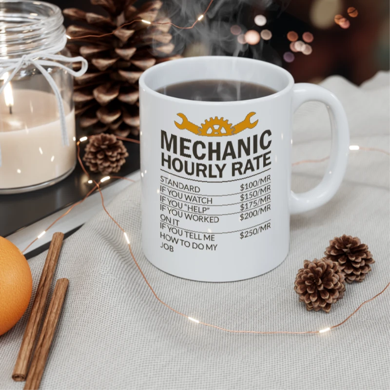Mechanic Design, Mechanic Hourly Rate Instant Digital, Sublimation Design- - Ceramic Coffee Cup, 11oz
