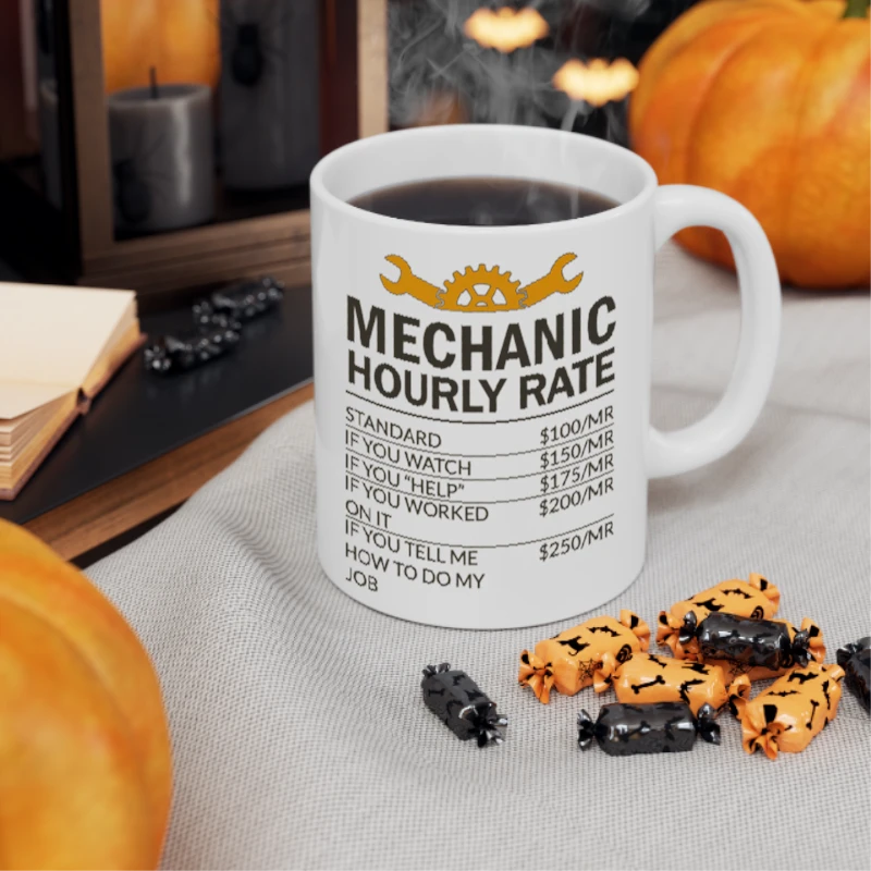 Mechanic Design, Mechanic Hourly Rate Instant Digital, Sublimation Design- - Ceramic Coffee Cup, 11oz