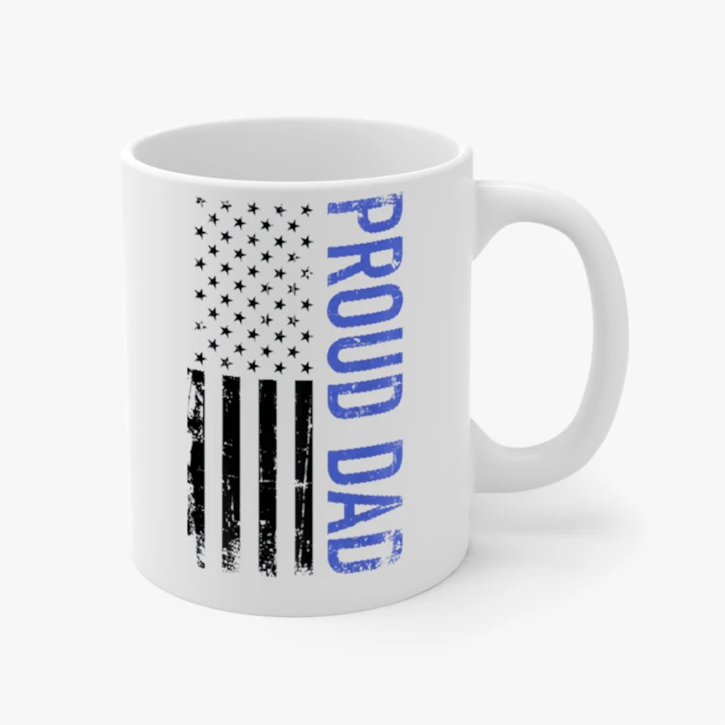 Proud dad design, US american flag father's day graphic- - Ceramic Coffee Cup, 11oz