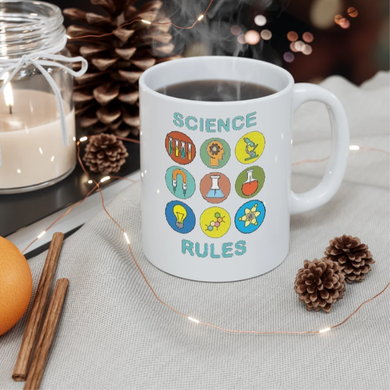 SCIENCE RULES Clipart, Science Symbols Design, Eco-Friendly Graphic- - Ceramic Coffee Cup, 11oz