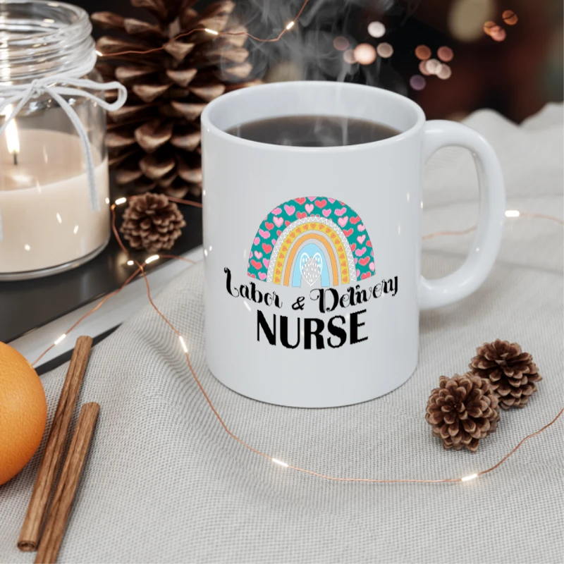 Labor and Delivery Nurse Clipart, L&D Nurse Design, Delivery Nurse Lifeline Graphic, Nurses Superhero Gift, Heartbeat Delivery Nurse- - Ceramic Coffee Cup, 11oz