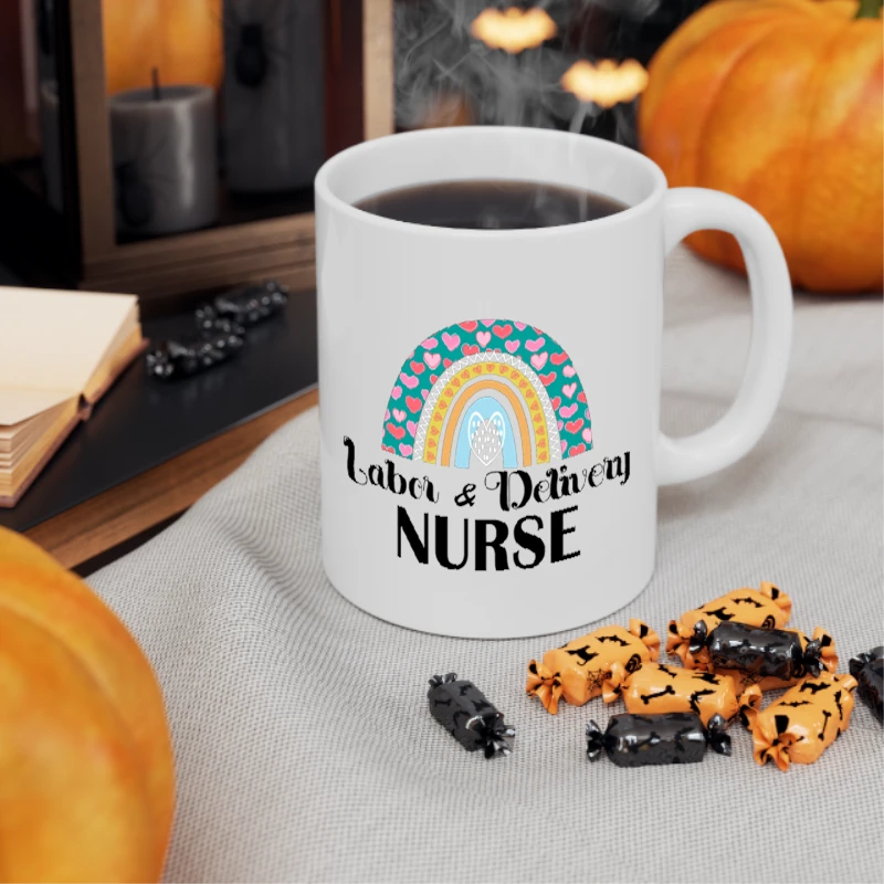 Labor and Delivery Nurse Clipart, L&D Nurse Design, Delivery Nurse Lifeline Graphic, Nurses Superhero Gift, Heartbeat Delivery Nurse- - Ceramic Coffee Cup, 11oz