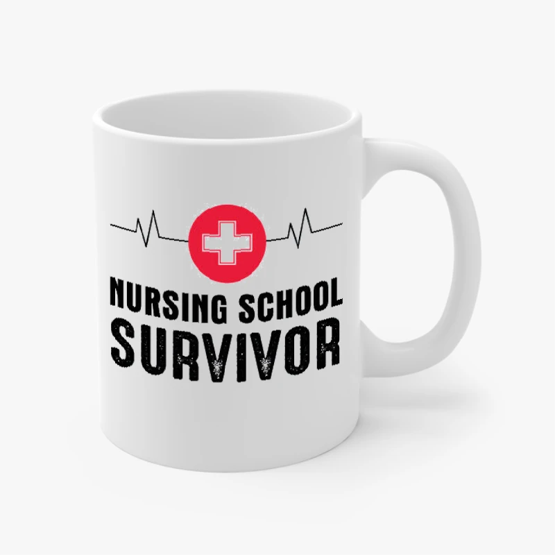 Nursing School Survivor Clipart,Medical Nurse Graduation Student- - Ceramic Coffee Cup, 11oz