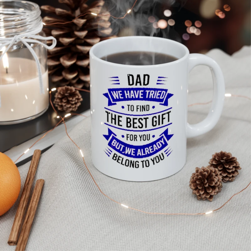 Funny Fathers Day Clipart, Daughter Son Wife for Daddy Design, Dad Graphic gift- - Ceramic Coffee Cup, 11oz