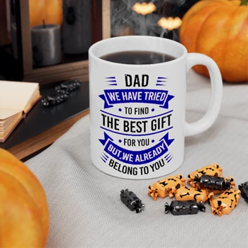 Funny Fathers Day Clipart Coffee Cup, Daughter Son Wife for Daddy Design Ceramic Cup,  Dad Graphic gift Ceramic Coffee Cup, 11oz